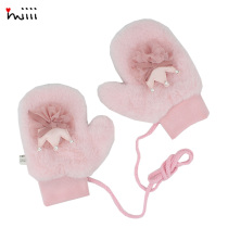 Girls Gloves Autumn and Winter Fashion New Plush Crown Princess Fan Warm Baby Girl Baby Soft