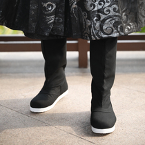 Hanfu boots Mens flat-bottomed outfits alley Original comfort Breathable Canvas Ancient Wind and Song Ming Dynasty Flat and Six Heaping Soap Boots