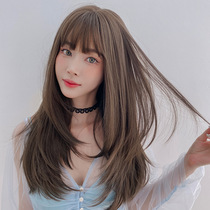 Wig female hair long straight hair air Qi banghai whole top hair set face repair simulation internal buckle summer full head cover type