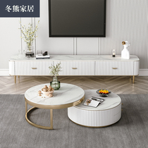Winter bear light luxury imported rock board TV cabinet coffee table combination living room modern simple designer new floor cabinet