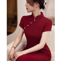 Cheongsam toast 2021 New Summer Bride wedding wedding improved lace long engagement evening dress women