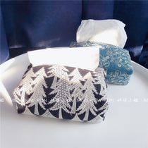 INS are not all Chuanming hand made Japanese simple embroidery pine tree living room three-dimensional storage tissue bag drawing box set