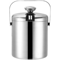  304 stainless steel ice bucket thickened double-layer portable ice grain bucket bar commercial cold beer bucket cold preservation with ice clip