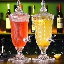 European-style lead-free glass beer jug ​​with faucet juice barrel hotel KTV cold kettle beverage jug juice tripod