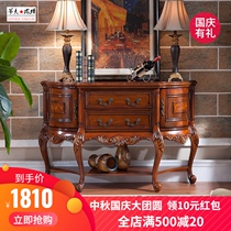 American solid wood Hall Cabinet European porch cabinet decorative cabinet locker retro sideboard Net red carved by wall cabinet