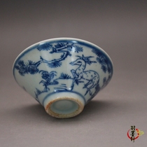  Special offer Blue and white hat teacup Late Qing Min Kiln Blue and white antique antique pottery Jingdezhen antique tea set