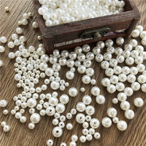 DIY hand stitched imitation pearl material bag straight hole water mill beads rice white loose beads wedding clothing accessories handmade beads