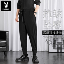 Playboy pants mens straight tube loose spring autumn hanging high street business formal wear casual suit long pants