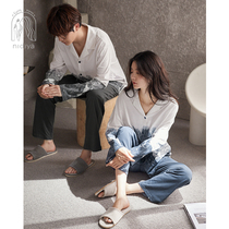 Nidia 2021 couple pajamas autumn women cotton long sleeve lapel collar cardigan men Spring and Autumn Home clothing set