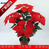 Simulation flower silk flower fake flower Christmas flower celebration poinsettia a red potted plant project flower factory outlet