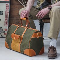  HK lightweight fitness travel god bag pine green mountain yellow color oil wax cloth H-2 duffel bag retro mountain series