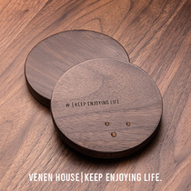 Veneng Palace European tea cup mat solid wood creative coffee wooden black walnut mug heat insulation cushion coaster