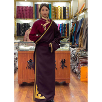 Spring new Tibetan robes Tibetan clothes Amdo Tibetan clothing custom national style Kang clothing silk Moban brown suit