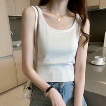  French small camisole female outer wear design sense niche beauty back suit with bottoming sexy knitted top summer