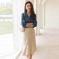 Professional clothing temperament goddess fan fashion skirt overalls female summer socialite formal short-sleeved shirt skirt two-piece suit