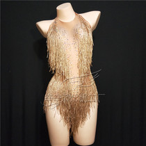 1 new gogo female song DjDs sexy gold drill Su conglomerate triangle high fork adult stage performance suit