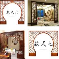 Dongyang wood carving Chinese decoration round hole door Aisle entrance partition screen hollow lattice Antique doors and windows Moon hole door