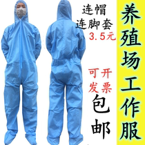 Disposable protective clothing One-piece hat Farm work clothes with feet waterproof dustproof anti-isolation Visit spray paint