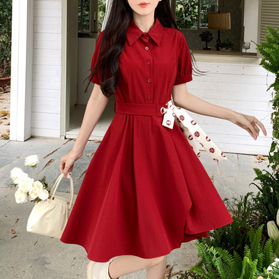 taobao agent Advanced summer dress, brace, short red belt, high-quality style, plus size