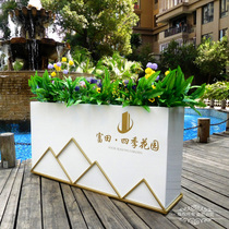 Outdoor flower box building flower bed courtyard square fence wrought iron flower frame partition garden flower trough floor balcony flower device
