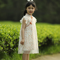 Little Tiger Patty Girl Skirt 2021 Summer Dress Improved Childrens Cheongsam Skirt Dress Tide