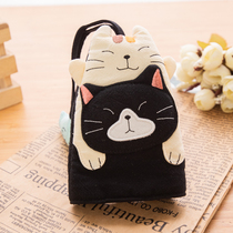 Taiwanese pop-pop cat 120942 cute black and white kitty drawback key bag lady 620138 car key bag
