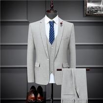  Suit suit Mens three-piece single-breasted business formal casual suit Best man suit Groom wedding dress trend