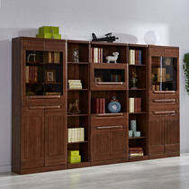 Guangming furniture all solid wood bookcase modern Chinese Elm bookcase combination bookshelf environmental protection shelf display cabinet