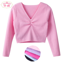 Wonderful childrens ballet dance sweater jacket knitted autumn and winter long sleeve girls practice clothes thick warm shawl