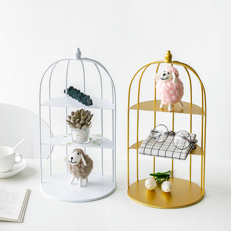 Ins wind shelf room desktop jewelry include partition iron cage Nordic display shelf decorative accessories