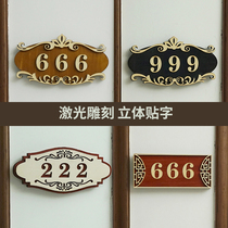 European creative hotel house number customization hotel room hotel elegant villa home digital house number self-adhesive