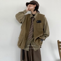 A few jiwuus autumn Japanese vintage tooling vest male and female khaki American cardigan jacket gown tide