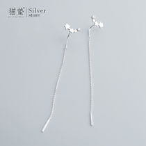 Cat Jellyfish S925 Pure Silver Stars Zircons Wire Female Brief Approb. Slim length Earrings Earrings Fashion 100 Lapped Temperament Earrings