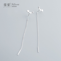 Cat sting S925 sterling silver star zircon ear line female simple face thin long earrings fashion wild temperament earrings