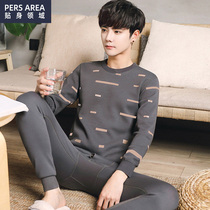 Plus velvet padded warm underwear mens suit can wear autumn clothes and trousers for teenagers winter warm clothes men