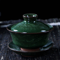 Ice crack cover Bowl Kung Fu Cup Cup single ice crack tea bowl white porcelain Sanso ceramic tea set accessories