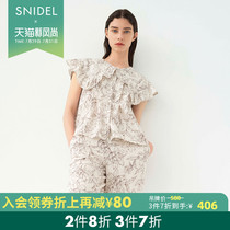 SNIDEL HOME 2021 spring and summer new sweet age reduction wave dot printing large lapel shirt SHFB212043