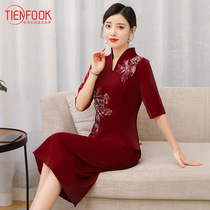 Xi mother-in-law wedding banquet early autumn improved cheongsam dress high-end temperament female mother dress noble wedding dress