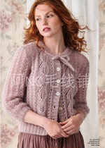 Lina elegant mohair hollow flower 7-piece sleeve cardigan No Chinese weaving graphic text description drawing