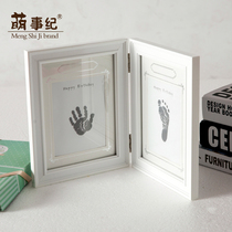 Moe Ji baby hand-foot mark commemorative frame Baby Full Moon one year Hundred Days hand and foot print one year birthday commemorative photo frame