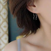 Small Z Youtasis little fresher 925 pure silver Wavy Ear Line Woman Temperament South Korea Extremely Brief Round Pearl Silver Bean Ear Pendant