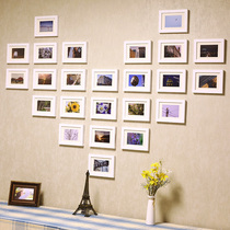 A large heart-shaped creative photo frame combination Photo Wall 24 frame 46 frame combination corporate culture wall kindergarten training class