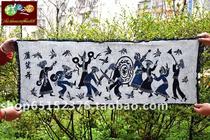 Special promotion BATIK PAINTING GUIZHOU MIAO BATIK Batik Decoration Wall HANGING LUSHENG DANCE 105*40CM