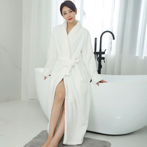 Autumn and winter extended thick coral velvet Robe Women loose size flannel bathrobe men warm couple pajamas