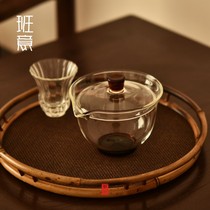 Banyi glass cover bowl heat-resistant tea bowl transparent crystal diamond three talent cover bowl tea cup tea bowl kung fu tea props