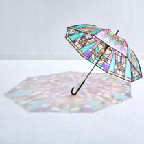 Japan YOU MORE Taisho romantic retro style stained glass transparent umbrella small fresh dual-use long-handled umbrella
