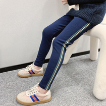 Girl Pants Grind Sweatpants Underpants Underpants Wear Casual Plus Suede Thin Suede Pure Cotton Elastic Workout Autumn Winter Children Pants.
