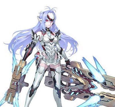 taobao agent Little fart COSPLAY fake hair cos different blade 2 KOS-MOS Re purple and white mixed color custom wig