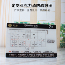 Custom hotel fire safety evacuation map KTV emergency escape diagram Hotel supermarket acrylic tip card