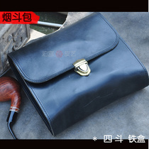 Pipe bag leather pipe bag leather handmade pipe bag portable pipe bag four pipe pipe storage bag park palace